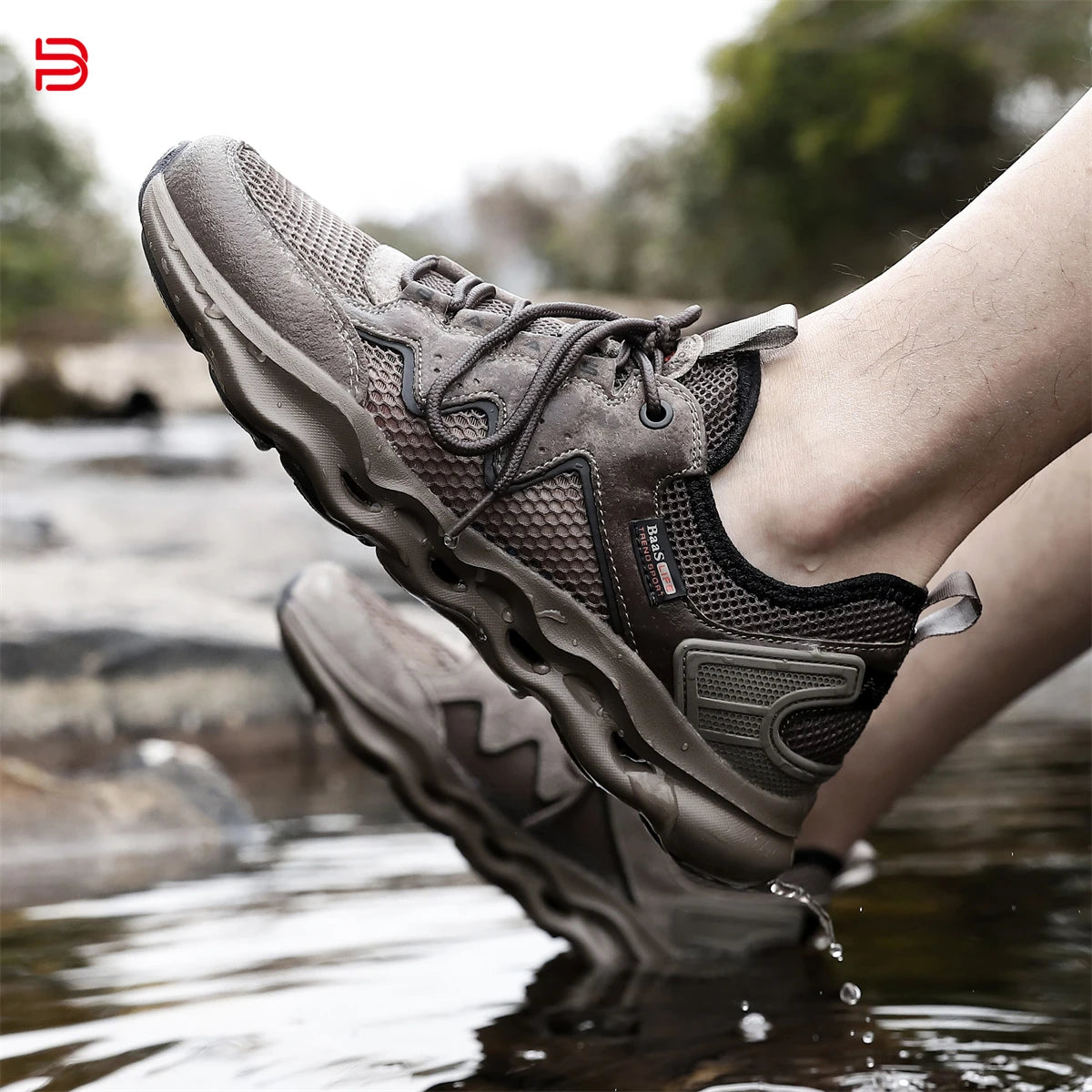 Baasploa Men Casual Sneakers Summer Lightweight Walking Camping Shoes M7625