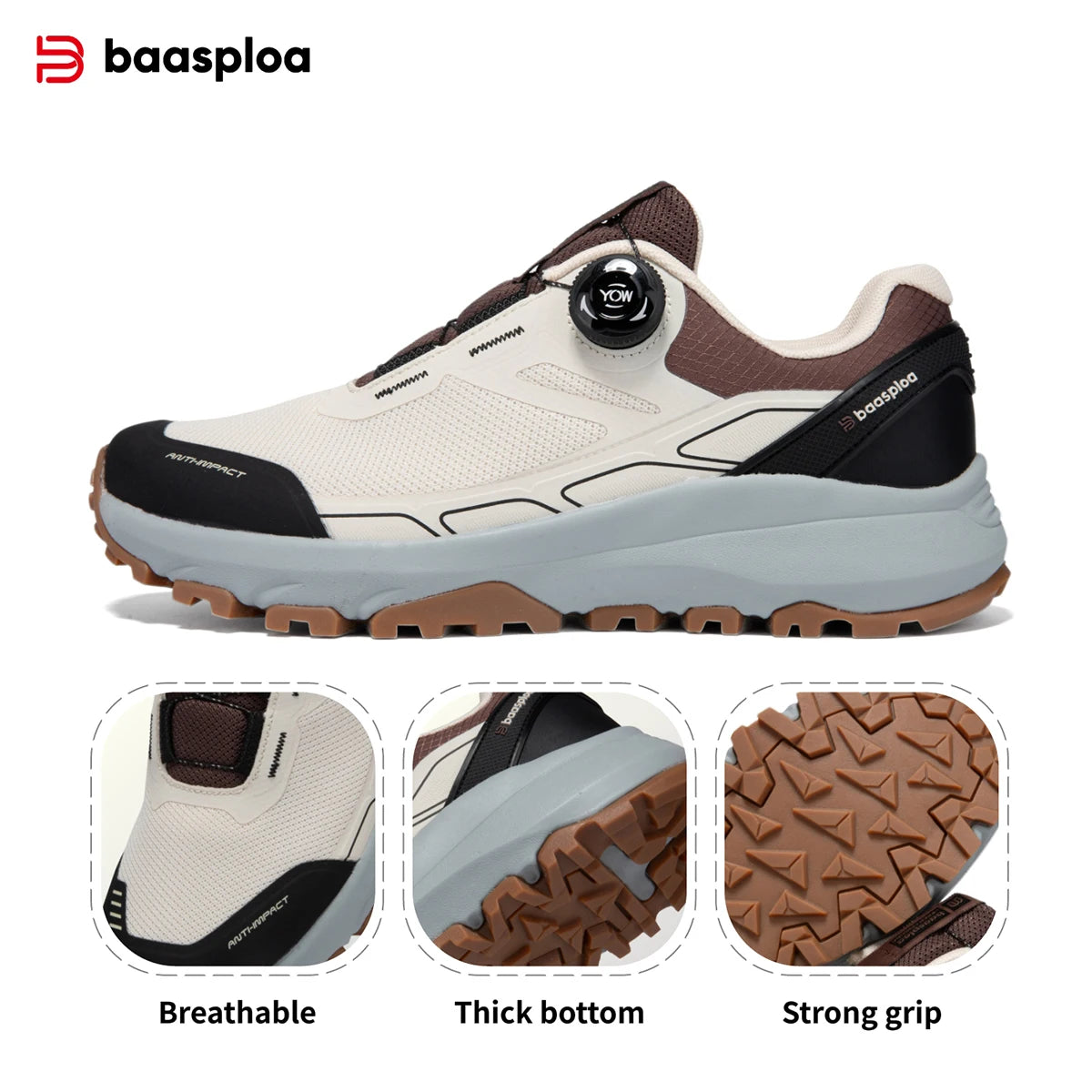 Men's Hiking Sneakers with Rotating Button New High Quality Outdoor Shoes Male Leather Luxury Designer Men Trekking Climbing Shoes W3166