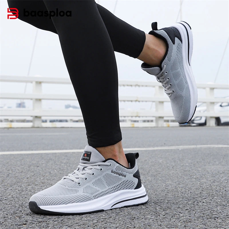 New Men's Running Shoes Breathable Mesh  Lightweight Casual Sneakers Male Lace-Up Comfort Non-Slip Outdoor Sport J3105