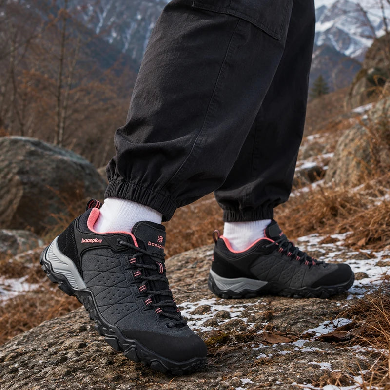 Women Hiking Shoes Suede Leather Waterproof Trekking Sneakers H1145