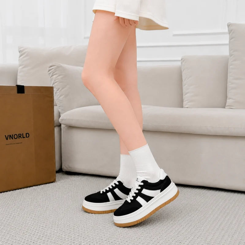 Women Platform Sneakers Chunky Thick Sole Casual Walking Shoes H1154