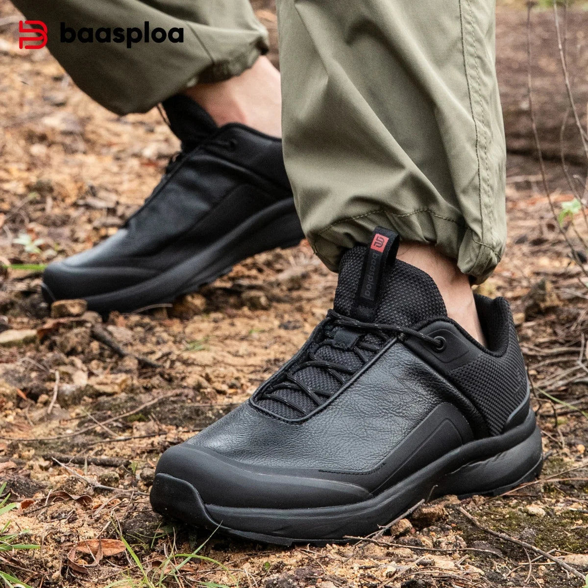 Baasploa Men's Hiking Shoes New Arrival Comfort Climbing Outdoor Sneakers Trekking Non-Slip Wear Resistant Walking Shoes Male Lace-Up M7657