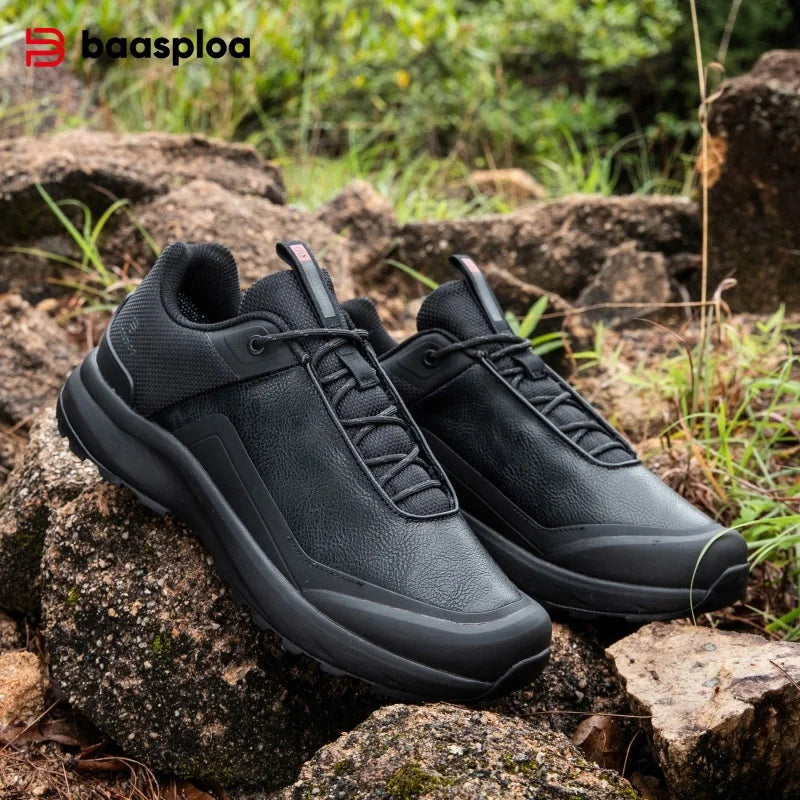 Baasploa Men's Hiking Shoes New Arrival Comfort Climbing Outdoor Sneakers Trekking Non-Slip Wear Resistant Walking Shoes Male Lace-Up M7657