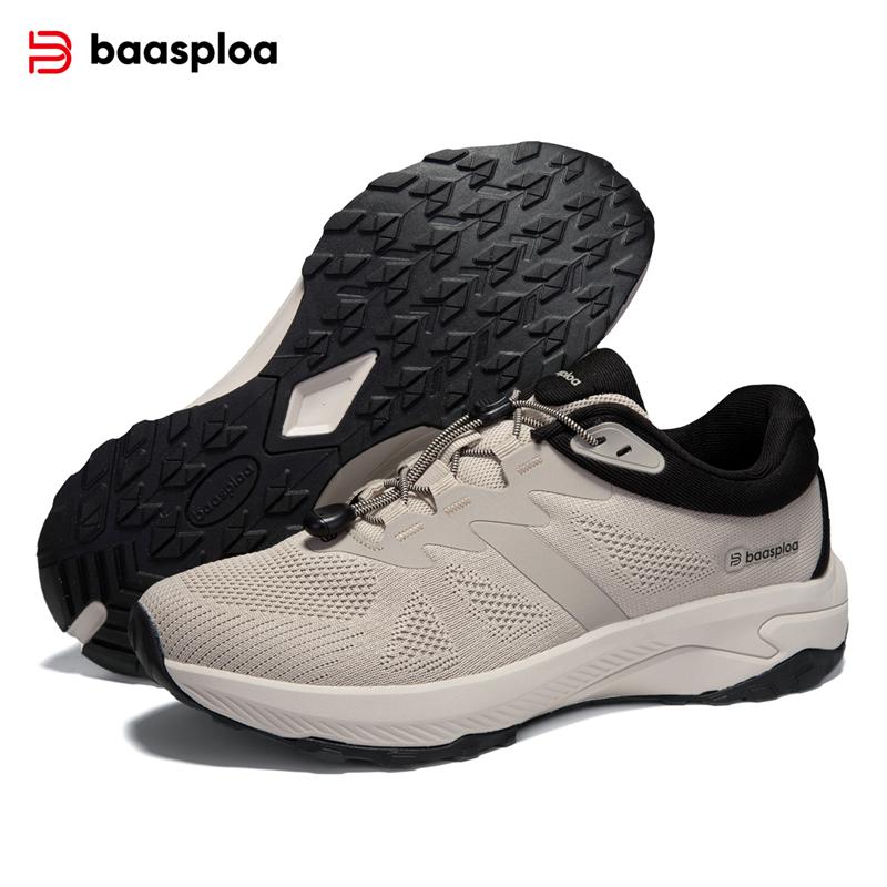 Baasploa Men Hiking Shoes Casual Mesh Breathable Non Slip Walking Camping Shoes W3070